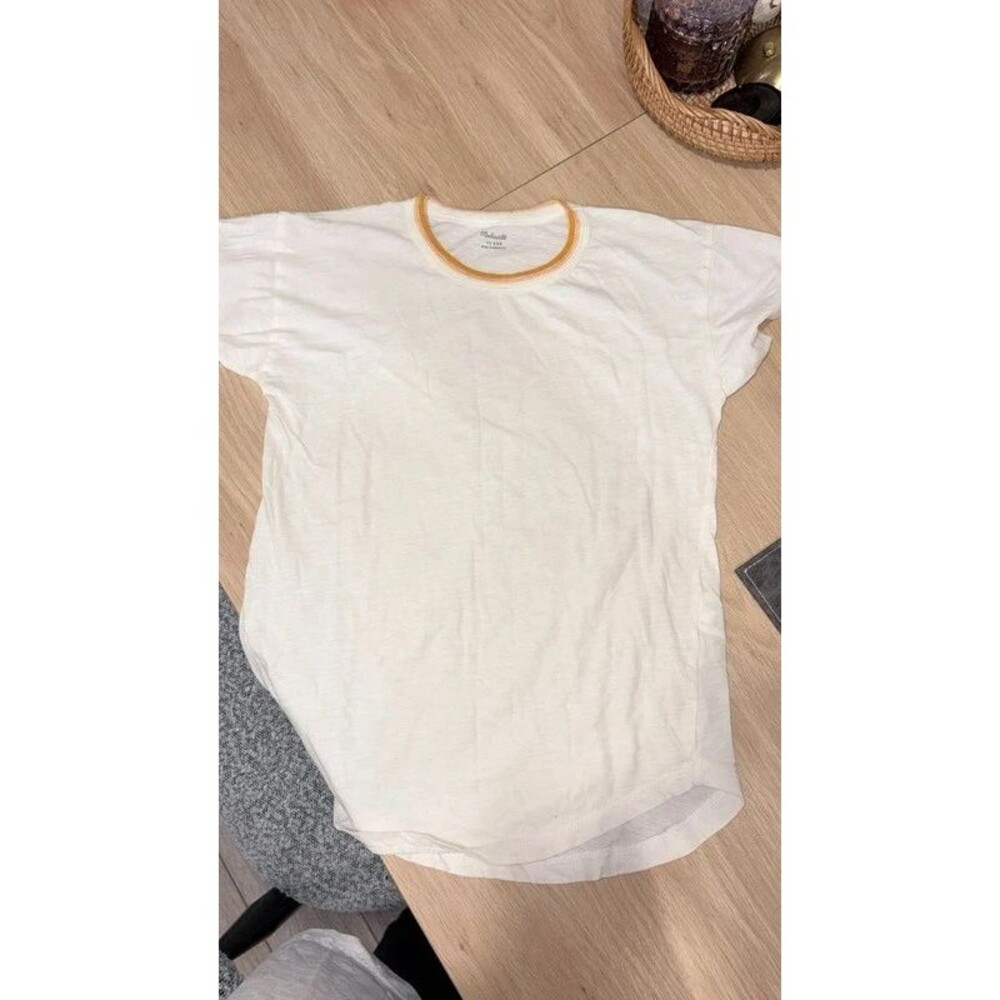 Madewell Whisper Cotton Rainbow Ringer Crewneck Tee White XXS
